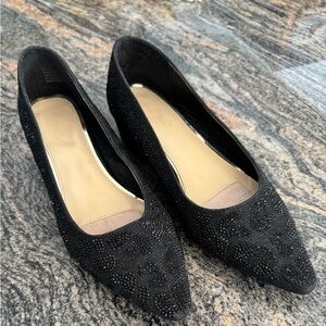 Carolyn Tucker Collection Beaded Black Low Heel